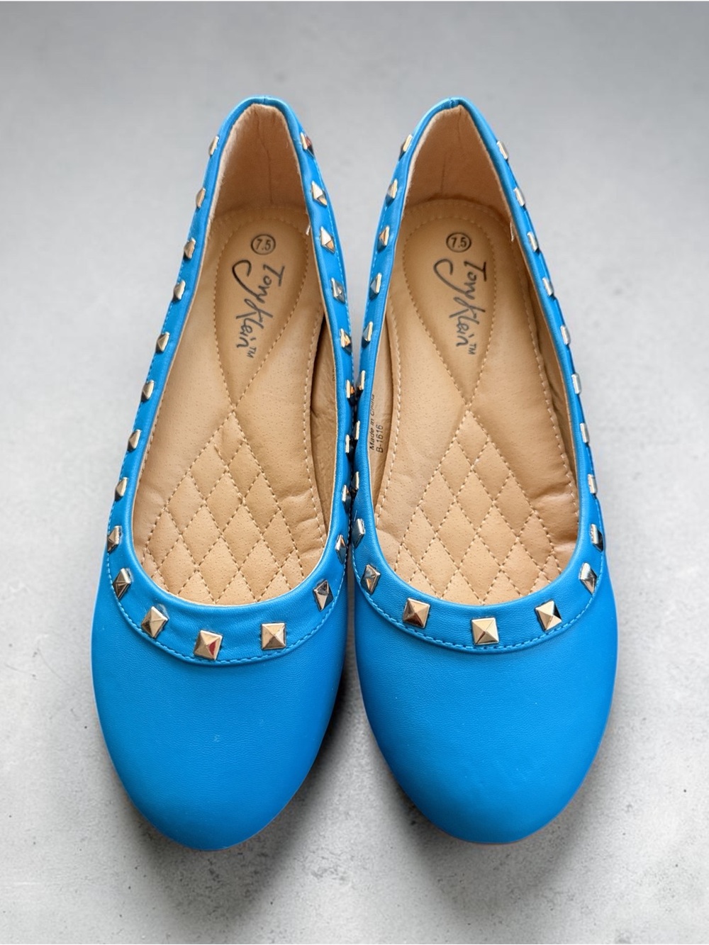 Blue Studded Ballet Flats